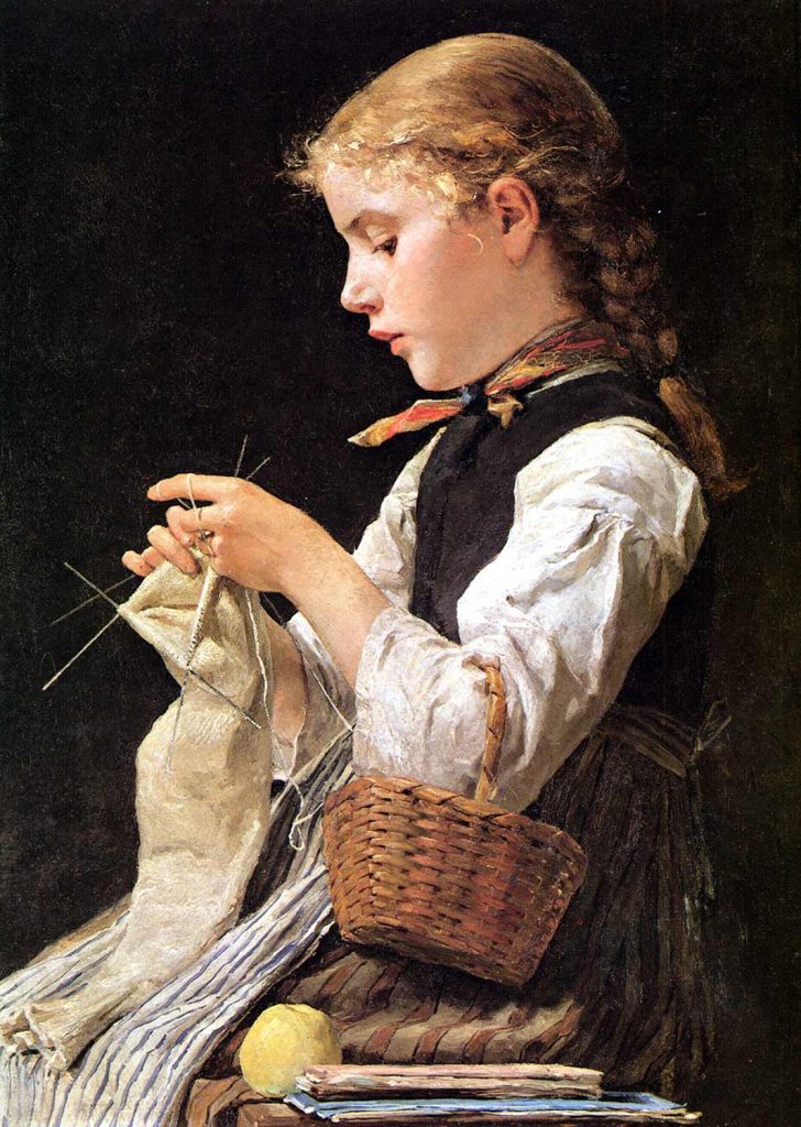 Knitting Girl by Albert Anker