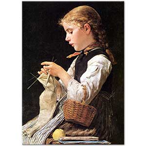 Knitting Girl by Albert Anker