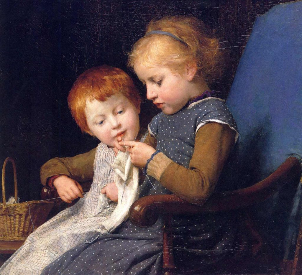 Little Knitters by Albert Anker