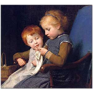 Little Knitters by Albert Anker