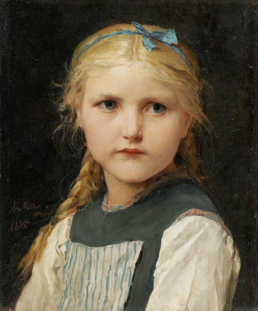 Portrait Of A Girl By Albert Anker Kalligone