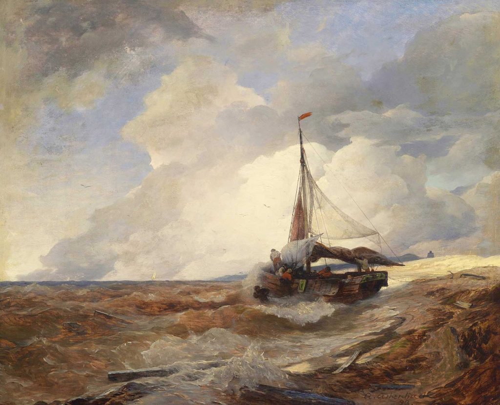 Fishing Boat in Seenot by Andreas Achenbach