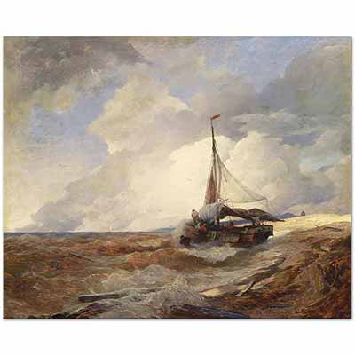 Fishing Boat in Seenot by Andreas Achenbach