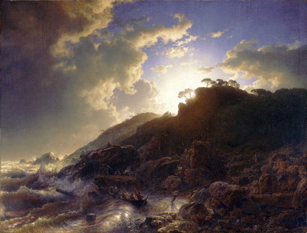 Sunset after a Storm on the Coast of Sicily by Andreas Achenbach