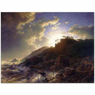 Sunset after a Storm on the Coast of Sicily by Andreas Achenbach