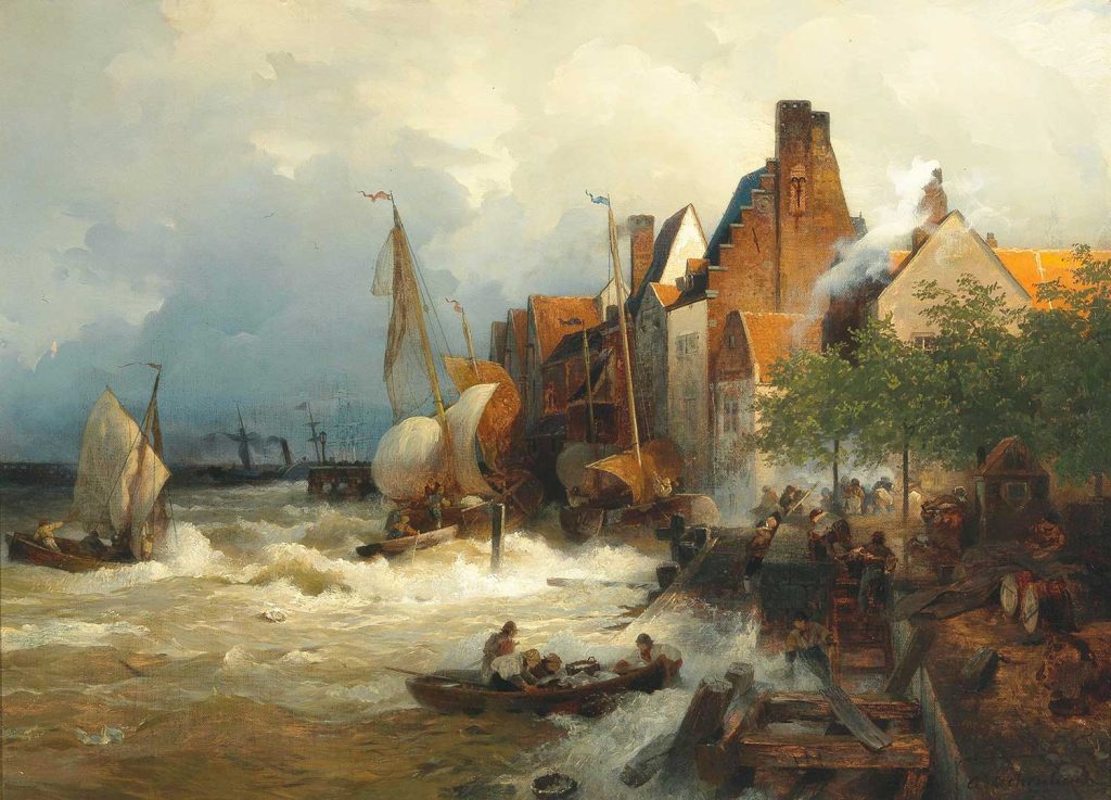 The Homecoming of the Fishermen in Stormy Seas by Andreas Achenbach