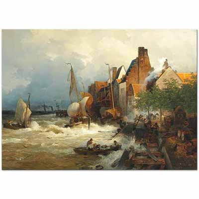 The Homecoming of the Fishermen in Stormy Seas by Andreas Achenbach