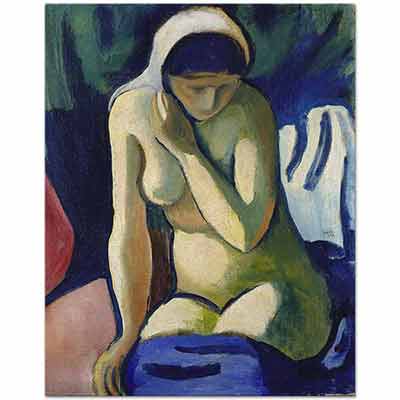 Naked Girl with Headscarf by August Macke