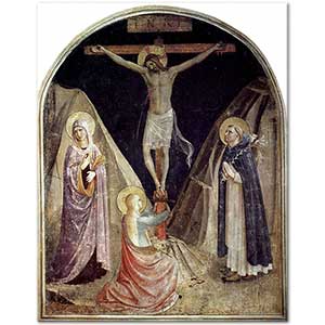 The Crucifixion with the Virgin Mary Magdalene and St Dominic by Fra Angelico