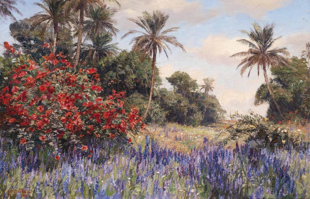 Southern Landscape With Lavender by Georg Macco