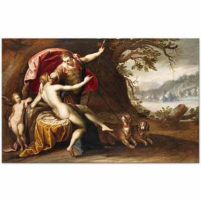 Venus and Adonis with Hounds by Hans von Aachen