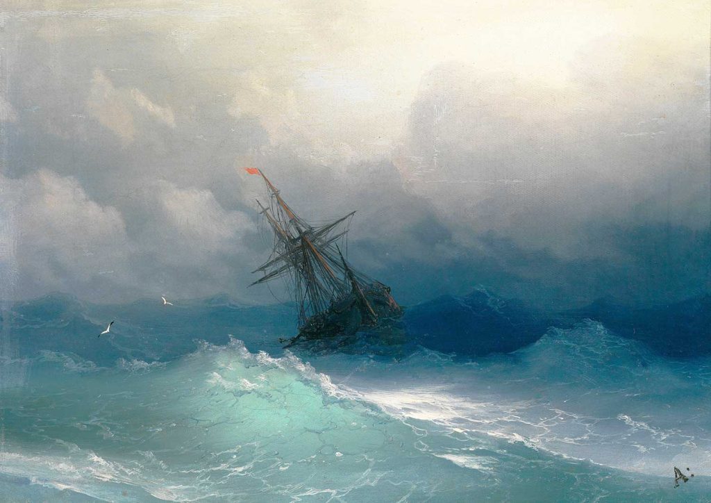 Ship in Stormy Seas by Ivan Aivazovsky