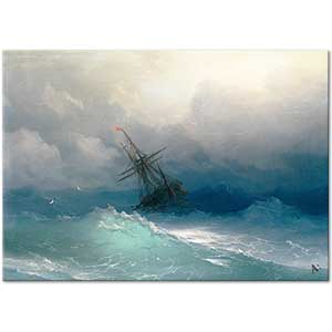 Ship in Stormy Seas by Ivan Aivazovsky