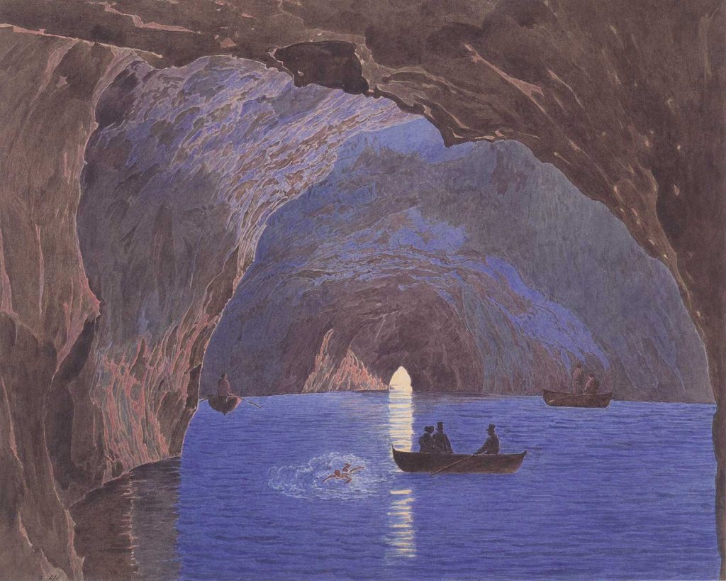 The Blue Grotto on the Island of Capri by Jakob Alt