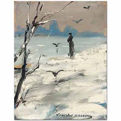 Elegant Woman on a Winters Walk by Louise Abbema