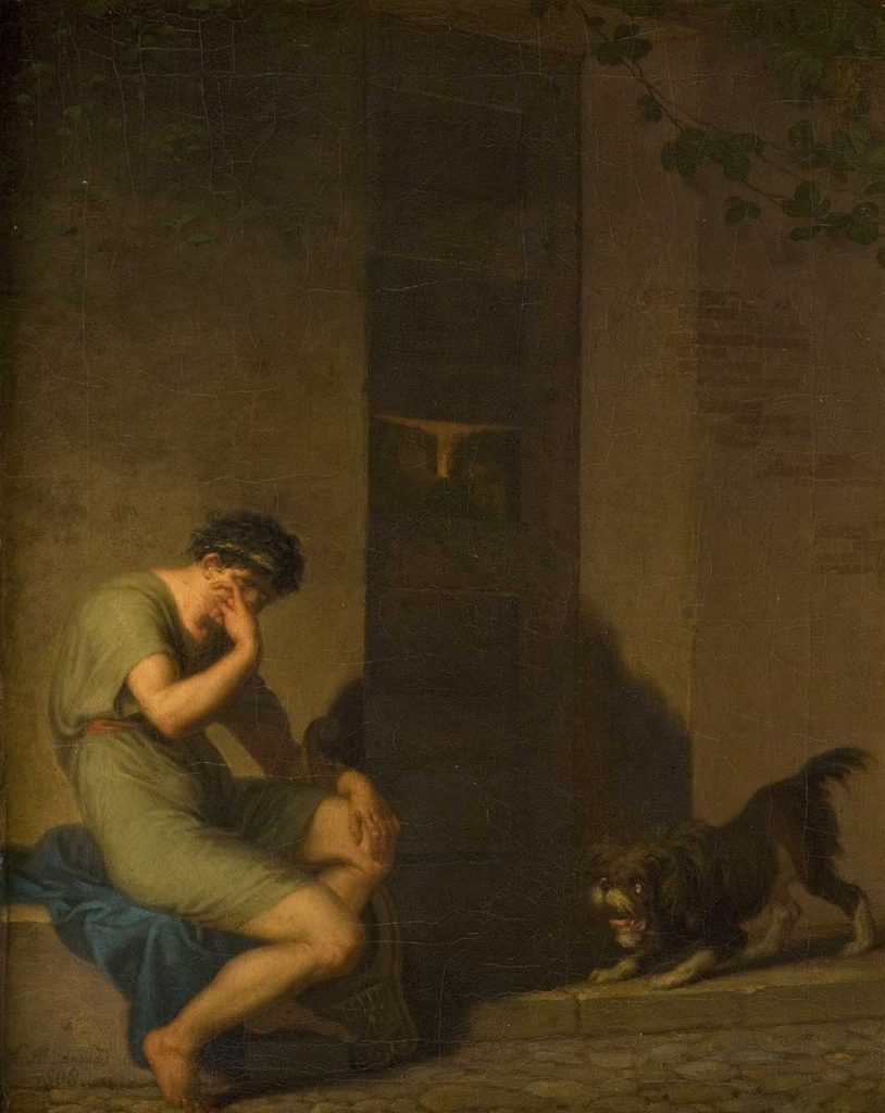 Tibullus Lamenting Outside The Door Of His Beloved by Nicolai Abildgaard