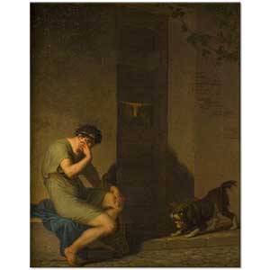 Tibullus Lamenting Outside The Door Of His Beloved by Nicolai Abildgaard