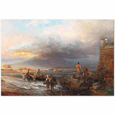 The Bay of Naples with Vesuvius by Oswald Achenbach