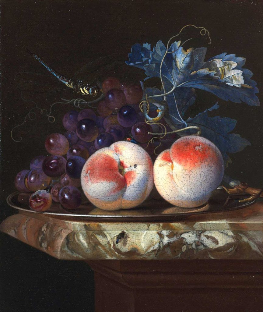 Still Life with Peaches and Grapes by Willem van Aelst