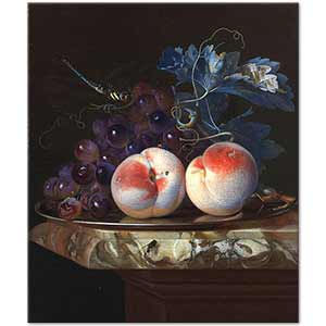 Still Life with Peaches and Grapes by Willem van Aelst