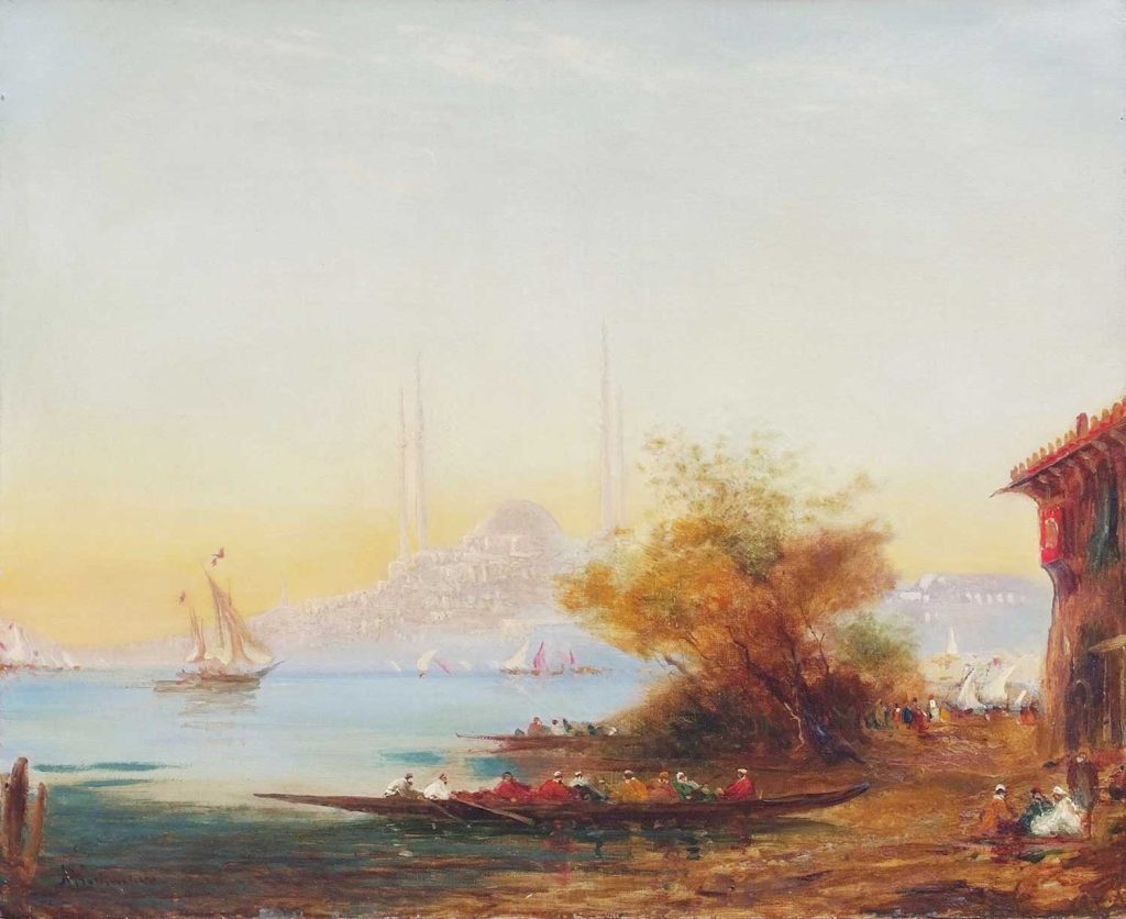 Lively View of Istanbul by Alfred August Felix Bachmann