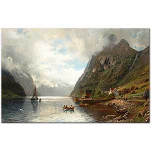 Fishing Boats on a Fjord by Anders Askevold