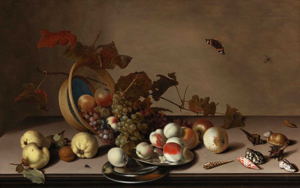 A Fruit Still Life with a Wicker Basket by Balthasar van der Ast