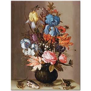 A Still Life of Tulips Roses Irises by Balthasar van der Ast