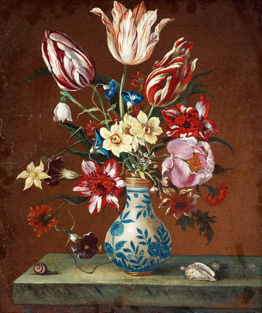 Still Life with Tulips Narcissus and Peonies by Balthasar van der Ast