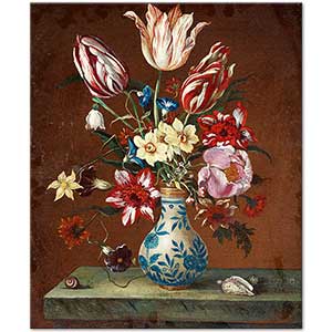 Still Life with Tulips Narcissus and Peonies by Balthasar van der Ast