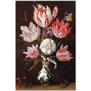 Tulips and Carnations in a Vase by Balthasar van der Ast