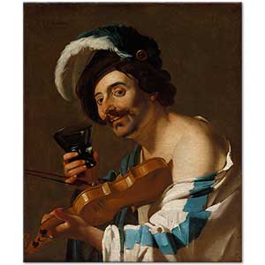 Violin Player with a Wine Glass by Dirck van Baburen