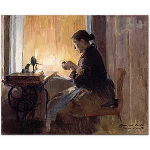 By Lamp Light by Harriet Backer