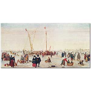 Winter Landscape with Ice Skaters by Hendrick Avercamp