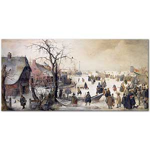 Winter Scene on a Canal by Hendrick Avercamp
