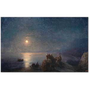 Ancient Greek Poets by the Water's Edge in the Moonlight by Ivan Aivazovsky