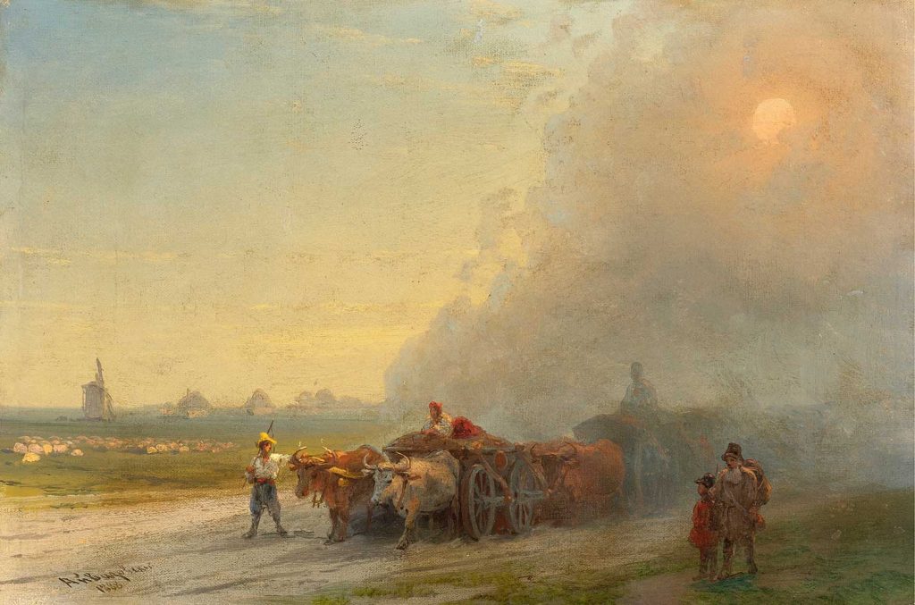 Ox Carts in the Ukrainian Steppe by Ivan Aivazovsky