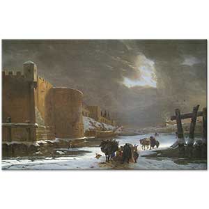 Frozen Moat Outside City Walls by Jan Asselijn