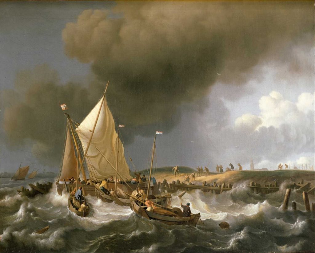 Boats in a Storm by Ludolf Backhuysen