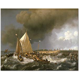 Boats in a Storm by Ludolf Backhuysen