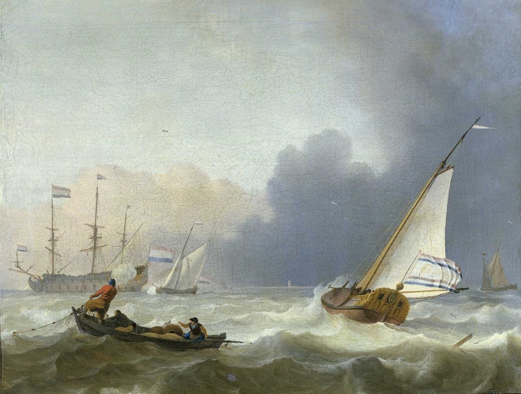Rough Sea with a Dutch Yacht by Ludolf Backhuysen