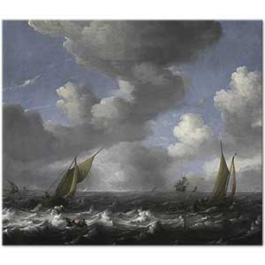 Seascape and Fishing Boats by Ludolf Backhuysen