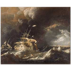 Dutch Merchant - Ships in a Storm by Ludolf Backhuysen