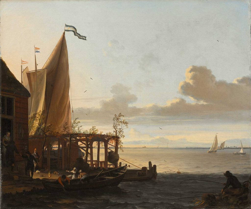 Small Harbour near a Tavern by Ludolf Backhuysen
