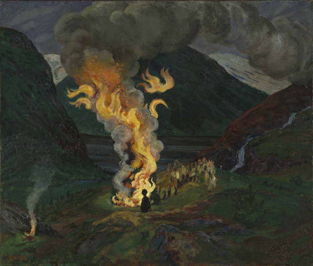 Bonfire Celebrating Midsummer Night by Nikolai Astrup