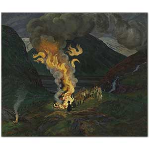 Bonfire Celebrating Midsummer Night by Nikolai Astrup