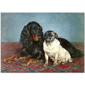 A Gordon Setter and a Pug by Otto Bache