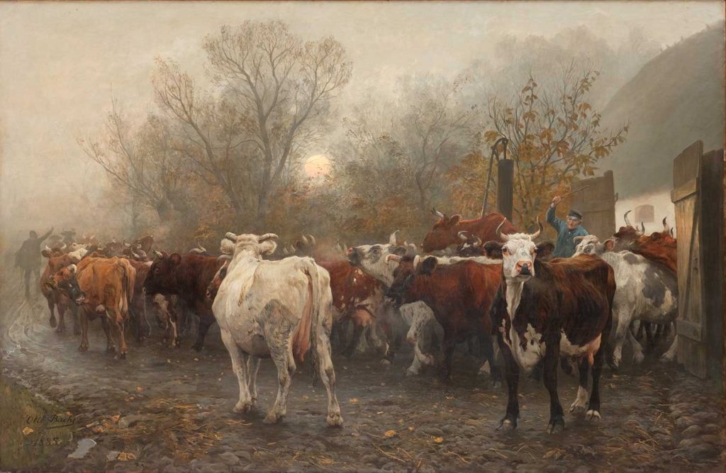 Driving Cows out of the Cowhouse by Otto Bache