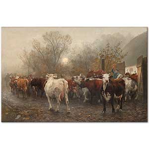 Driving Cows out of the Cowhouse by Otto Bache