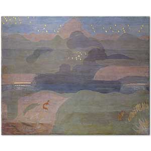 Starry Night Above Lake Walen by Otto Meyer-Amden